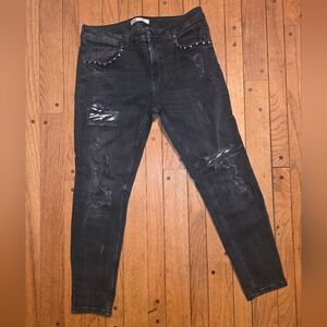 Zara Black Distressed Skinny Jeans